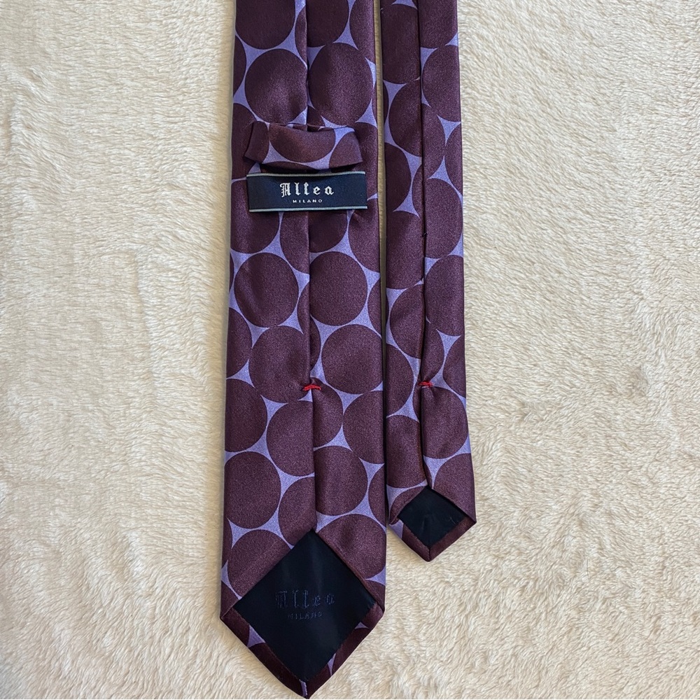 Alteo Milano Purple Circle Pattern Silk Tie - image 8